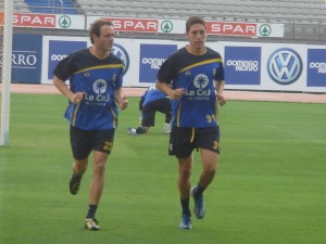 Corrales y Álvaro Arencibia, entrenamiento