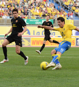 Javi Guerrero, en el encuentro del pasado curso ante el filial blaugrana / UDLASPALMAS.NET