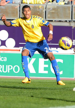 Murillo, en el encuentro ante el Elche, donde se produjo su lesión / Samuel Sánchez (udlaspalmas.net)