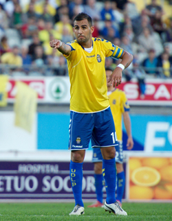 Nauzet Alemán, en el partido ante el Elche / Samuel Sánchez (udlaspalmas.net)