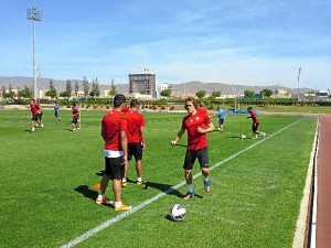Entrenamiento de la UD Almería este lunes / La Voz de Almería.