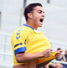 Asdrúbal celebrando un gol con el filial / Samuel Sánchez (UDLASPALMAS.NET)