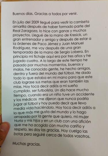 Carta de Pignol presentada a los medios / Jorge Cruz (@JorgeCV7)