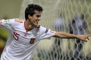 Juanmi, durante un partido con la selección sub-19 / EFE.