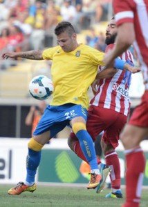 Spas Delev durante el partido ante el Atlético / Samuel Sánchez (UDLASPALMAS.NET)