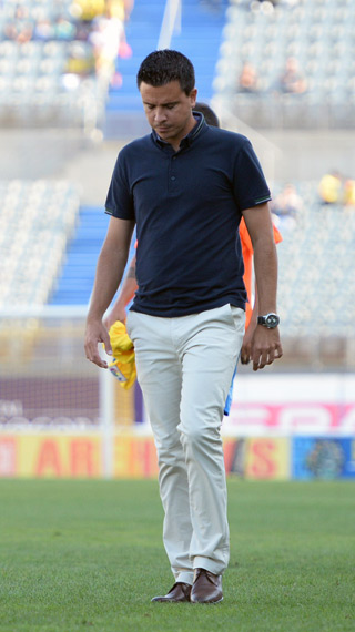 Sergio Lobera, cabizbajo, este sábado / Samuel Sánchez (UDLASPALMAS.NET)