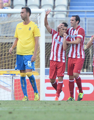 Deivid, en primer plano. Villa celebra su tanto / Samuel Sánchez (UDLASPALMAS.NET)