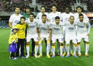 Los once protagonistas que formaron la alineación inicial / Foto: LFP.