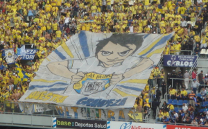 Uno de los tifos sacados por la afición amarilla y Ultra Naciente en el Heliodoro / udlaspalmas.net