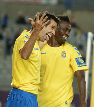Valerón celebra su primer tanto esta temporada / Samuel Sánchez (udlaspalmas.net)
