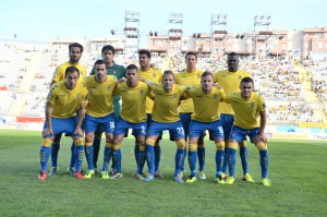 Once de los amarillos esta tarde ante el Almería / Samuel Sánchez (udlaspalmas.net)