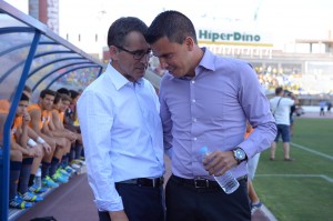 Sergio Lobera y Fernando Vázquez, en el encuentro de la primera vuelta / Samuel Sánchez (udlaspalmas.net)