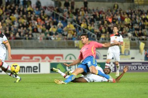 Aythami Artiles, anotando ante el Mallorca / Samuel Sánchez (udlaspalmas.net)