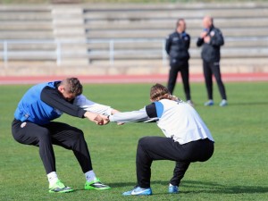 Jugadores del Sabadell durante un entrenamiento / Foto: CE Sabadell.