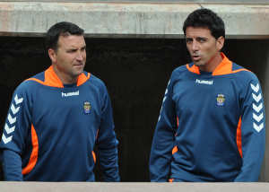 Josico y Javi Guerrero dirigieron su primer entrenamiento / udlaspalmas.net