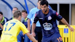 Culio, en su debuta en la Segunda División ante la Unión Deportiva Las Palmas / La Voz de Galicia