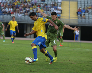 Culio, en una acción de la primera parte / Toño Suárez (udlaspalmas.net)