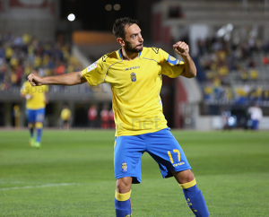 Guzmán celebra su tanto / Toño Suárez (udlaspalmas.net)