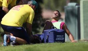 Ángel López, la pasada pretemporada, en su última lesión / @UDLP_Oficial