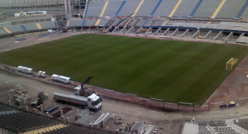 Césped del Estadio de Gran Canaria este miércoles / Manolo Morales (@manoloudradio)