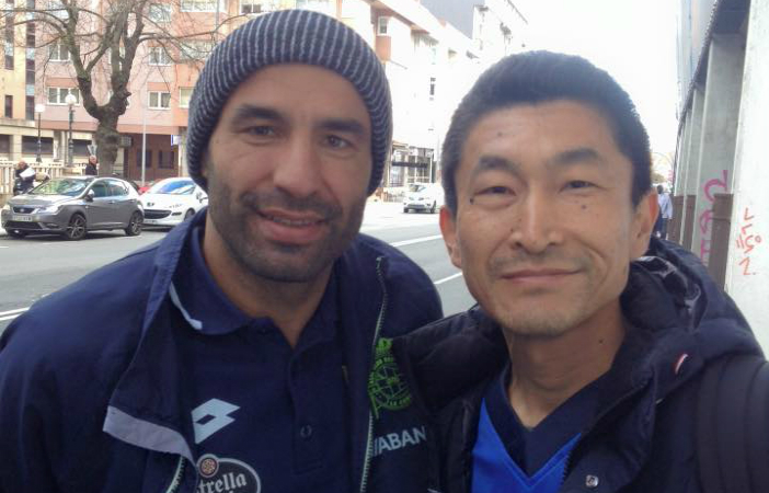 Tanaka, con Manuel Pablo / Riazor.org