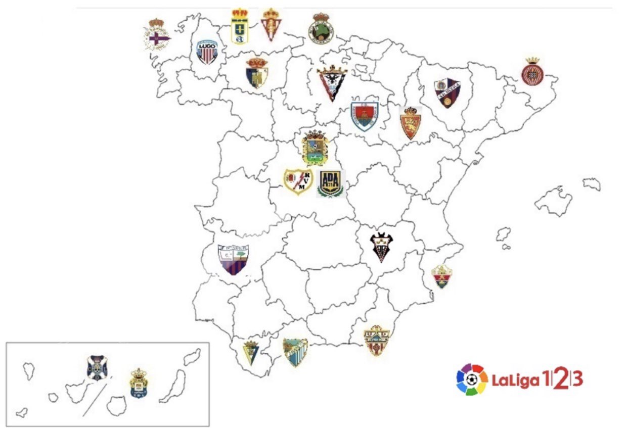 cascada bota Cívico Así es el nuevo mapa de la Segunda División | udlaspalmas.NET