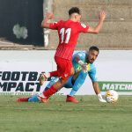 Alberto Moleiro, ante el Sevilla, en el encuentro amistoso en La Línea de la Concepción / UDLP_Oficial