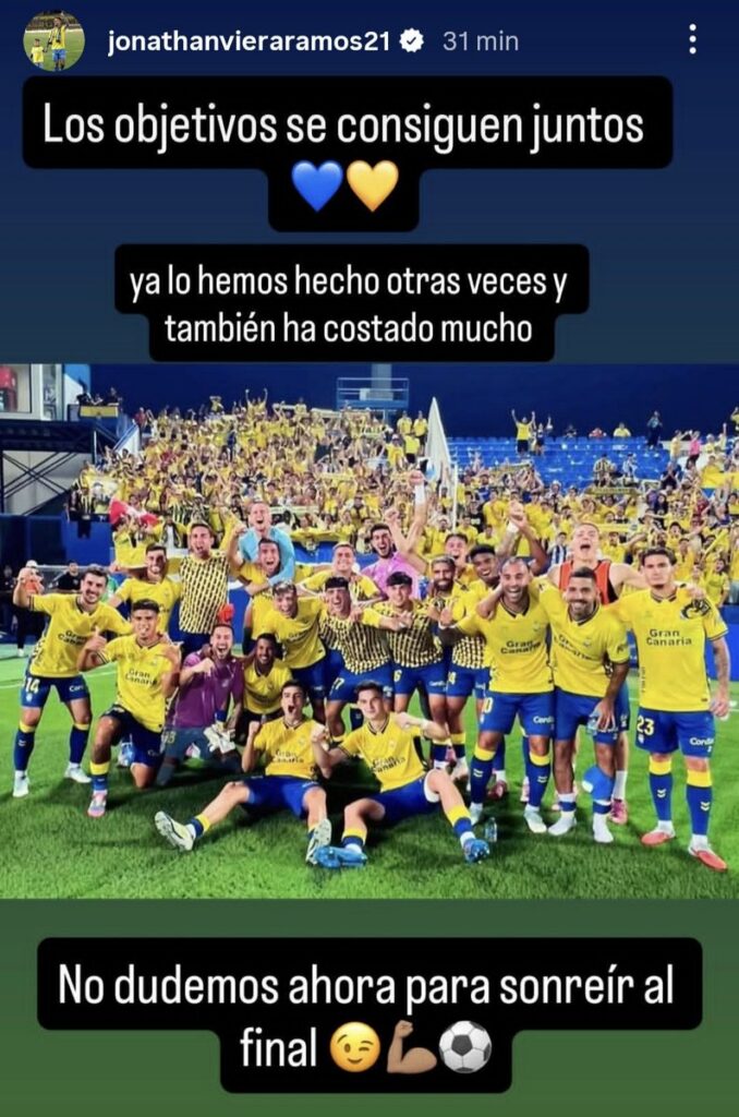 El capitán de la Unión Deportiva Las Palmas mandó un mensaje a través de las redes sociales al poco de acabar el partido contra el Burgos. El '21' fue baja por paternidad. Al poco de acabar el partido contra el Burgos, que supuso el quinto encuentro de la Unión Deportiva Las Palmas sin ganar de