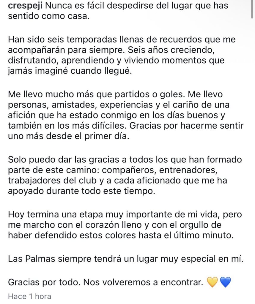 El extremo de Barbate acaba este martes su vinculación con la Unión Deportiva Las Palmas tras seis años defendiendo los colores del representativo. Era un secreto a voces que la semana pasada confirmó Miguel Ángel Ramírez y que este martes se ha encargado de oficializar la Unión Deportiva Las Palmas: Pejiño no sigue en el