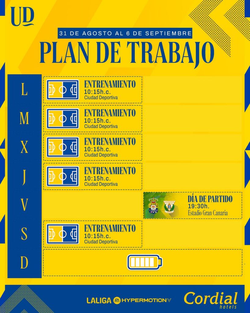 Plan de trabajo Leganés | udlaspalmas.NET El conjunto grancanario comenzará este lunes a preparar el partido de este viernes contra el Leganés. Nicholas Opoku y Jeremía Recoba continuarán con su proceso de incorporación al ritmo del grupo. Semana corta para la Unión Deportiva Las Palmas. No hay tiempo que perder y hay mucho que analizar por parte del cuerpo técnico del